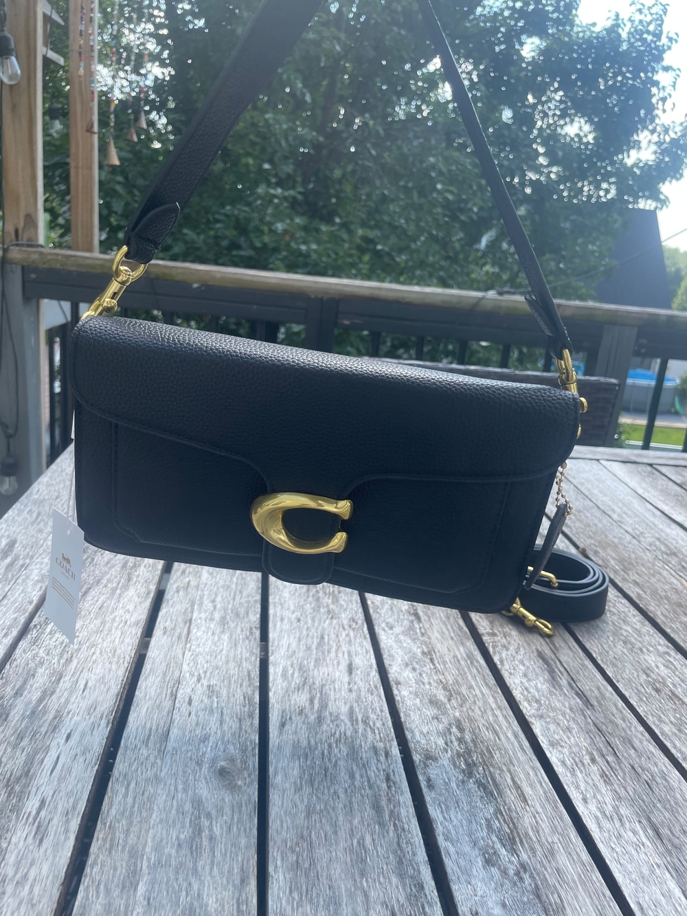 Coach Black Leather Shoulder Bag with Gold Hardware - Picture 3 of 7
